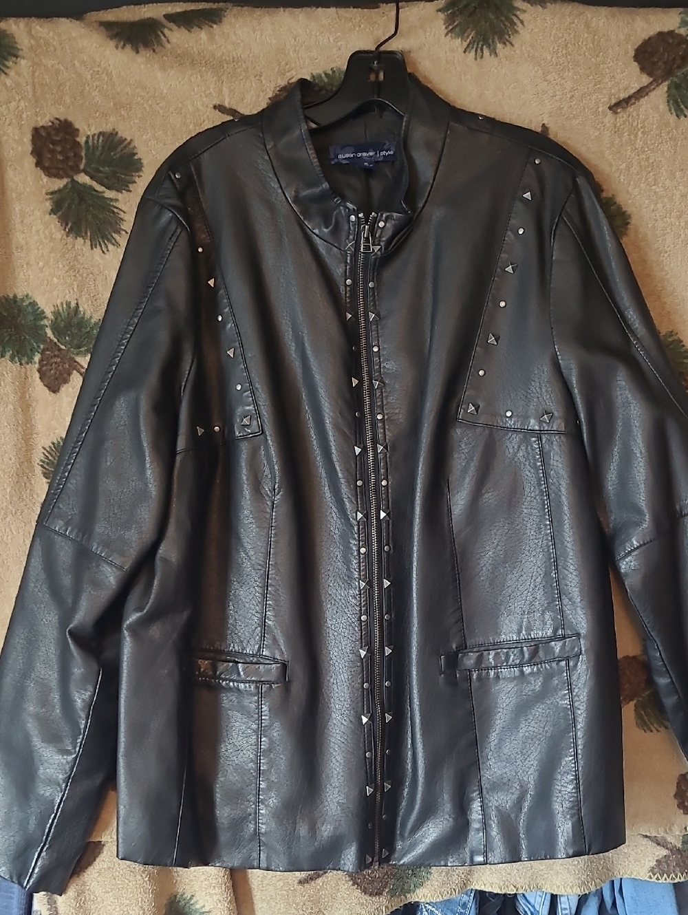 Susan Graver Black Leather look XL jacket